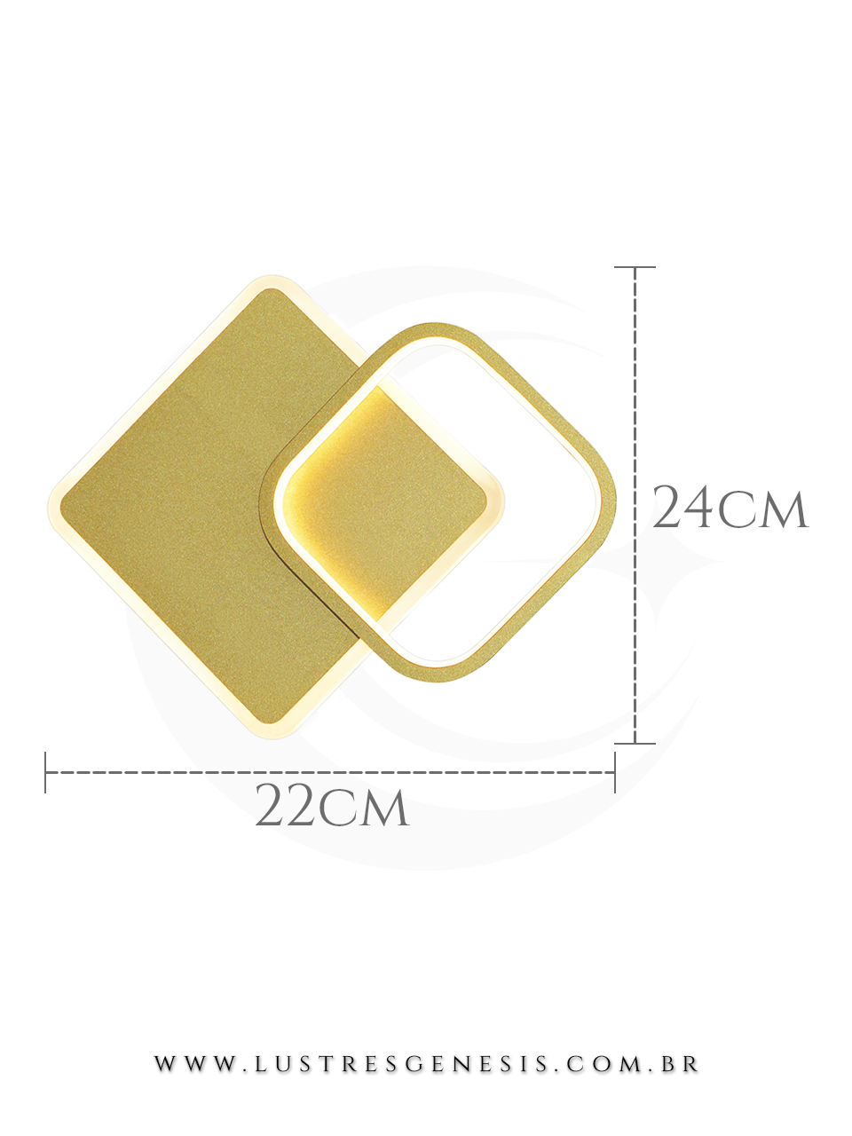 Luminaria de Parede Arandela Metal Dourado Silicone LED DCB03192 25W 3000K 22x24cm, Corredor, Hall, Varanda, Escadas, Suite Master